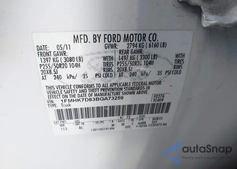 2011 Ford Explorer Xlt z USA, uszkodzony, nr VIN 1FMHK7D83BGA73259